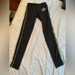 Green glitter striped leggings